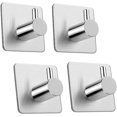 thumbnail image 1 of Gancho de pared adhesivo - Kit de 4 piezas, toallero de baño sin taladrar para ambientes húmedos - Gancho de pared + almohadilla adhesiva, 4,5*4,5*3cm, 1 of 5