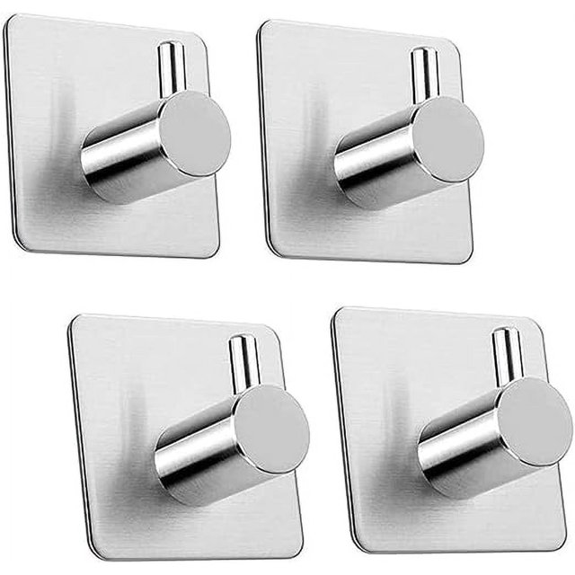 Gancho de pared adhesivo - Kit de 4 piezas, toallero de baño sin taladrar para ambientes húmedos - Gancho de pared + almohadilla adhesiva, 4,5*4,5*3cm