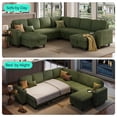 thumbnail image 5 of LINSY HOME 7 Seaters Modular Sectional Sofa, Plush Corduroy Sectional Couches, Sleeper Sofa with Pull Out Bed for Living Room, Dark Green, 5 of 12