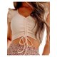 thumbnail image 5 of Sunloudy - Chaleco acanalado de color sólido para mujer, con volantes, sin mangas, cuello en V profundo, con cordón, fruncido, ajustado, recortado, sin mangas Sunloudy  moda, 5 of 8