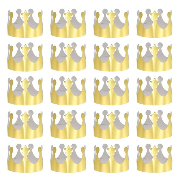 Uxcell 24 Pcs Paper Crowns Gold Foil Crown for Birthday,Star Dots Style