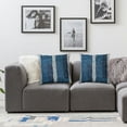 thumbnail image 3 of CMMY  Blue Patchwork Throw Pillow Cover Luxury Burlap Cushion Cover Square Pillowcase for Sofa Couch Bedroom Living Room Home Decor,Set of 2, 3 of 6