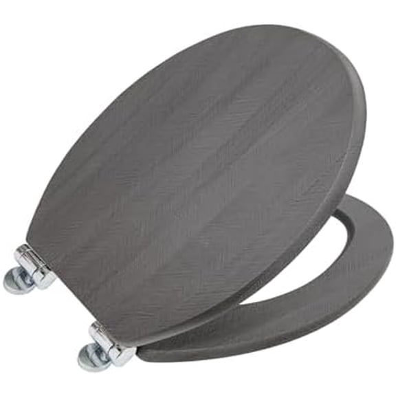 Toilet Seat, Round Toilet Seat, Soft Close Toilet Seat with Alloy Hinges Set, Easy to Clean and Install,Wood Toilet Seat Scratch Restitant, Dark Grey$$Tools & Hardware Other