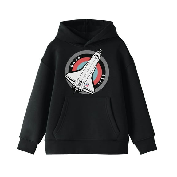 NASA Space Shuttle and Landing Pad Boy's Black Sweatshirt-Large