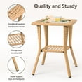 thumbnail image 4 of Outdoor Wicker Side Table, Rattan End Table with Glass Top, Patio Coffee Bistro Table for Indoor Garden Porch Balcony, Beige, 4 of 7