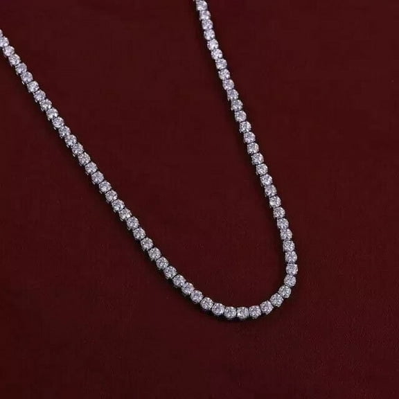 3mm 14Ct Round Lab-Created Diamond Tennis Necklace 14k White Gold Plated 18 inch