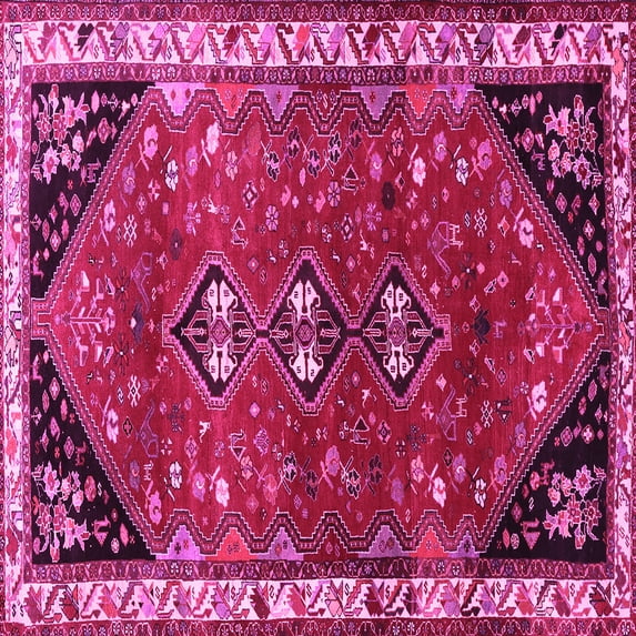 Ahgly Company Indoor Square Persian Pink Traditional Area Rugs, 5' Square