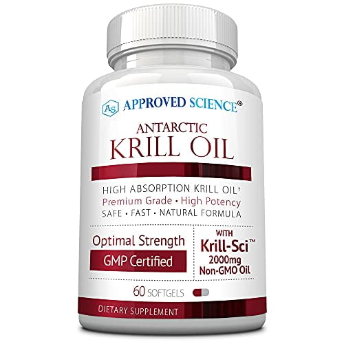 Approved Science Krill Oil - 2000mg Antarctic Krill Oil, 650mcg Astaxanthin - 260mg EPA, 160mg DHA - 60 Softgels - 1 Month Supply