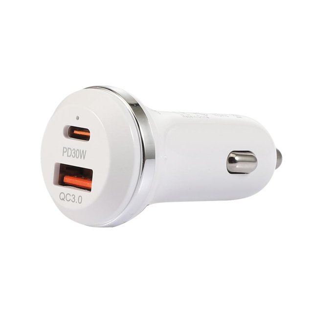 Cargador de teléfono para coche de 48 W QC3.0 Super cargador USB A para Huawei Xiaomi (blanco) Sywqhk Accesorios para autos y motos