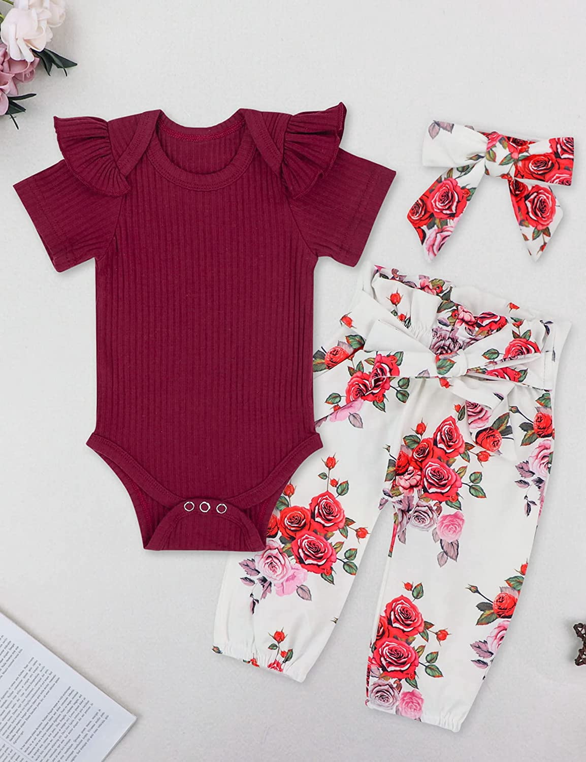 3-6 Months Baby Girls Clothes Cute Baby Clothes Girls Romper + Pant 3pcs Winter Outfit 3-6 Months