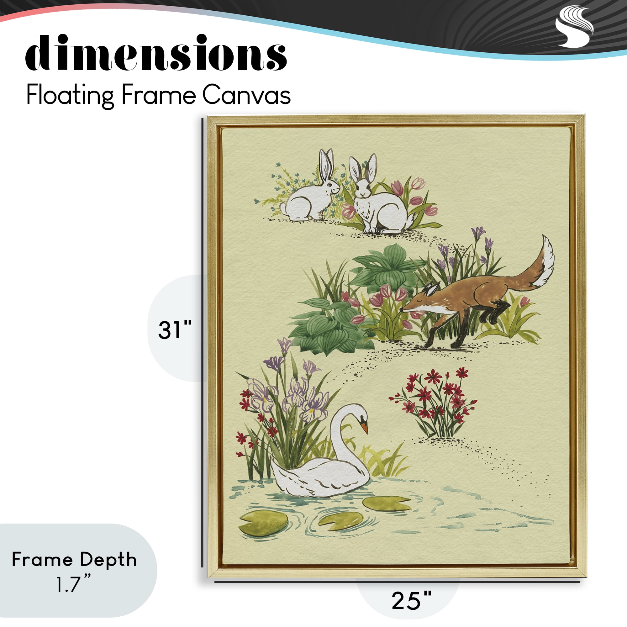 Stupell Industries Animals In Nature Scenes Gold Framed Floater Canvas Wall Art, design by Grace Popp