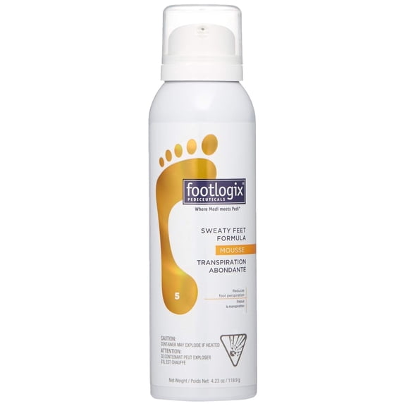Footlogix Sweaty Feet Foot Mousse – Moisture Control & Odor Relief for Excessive Perspiration, Lightweight Formula, 4.23 oz