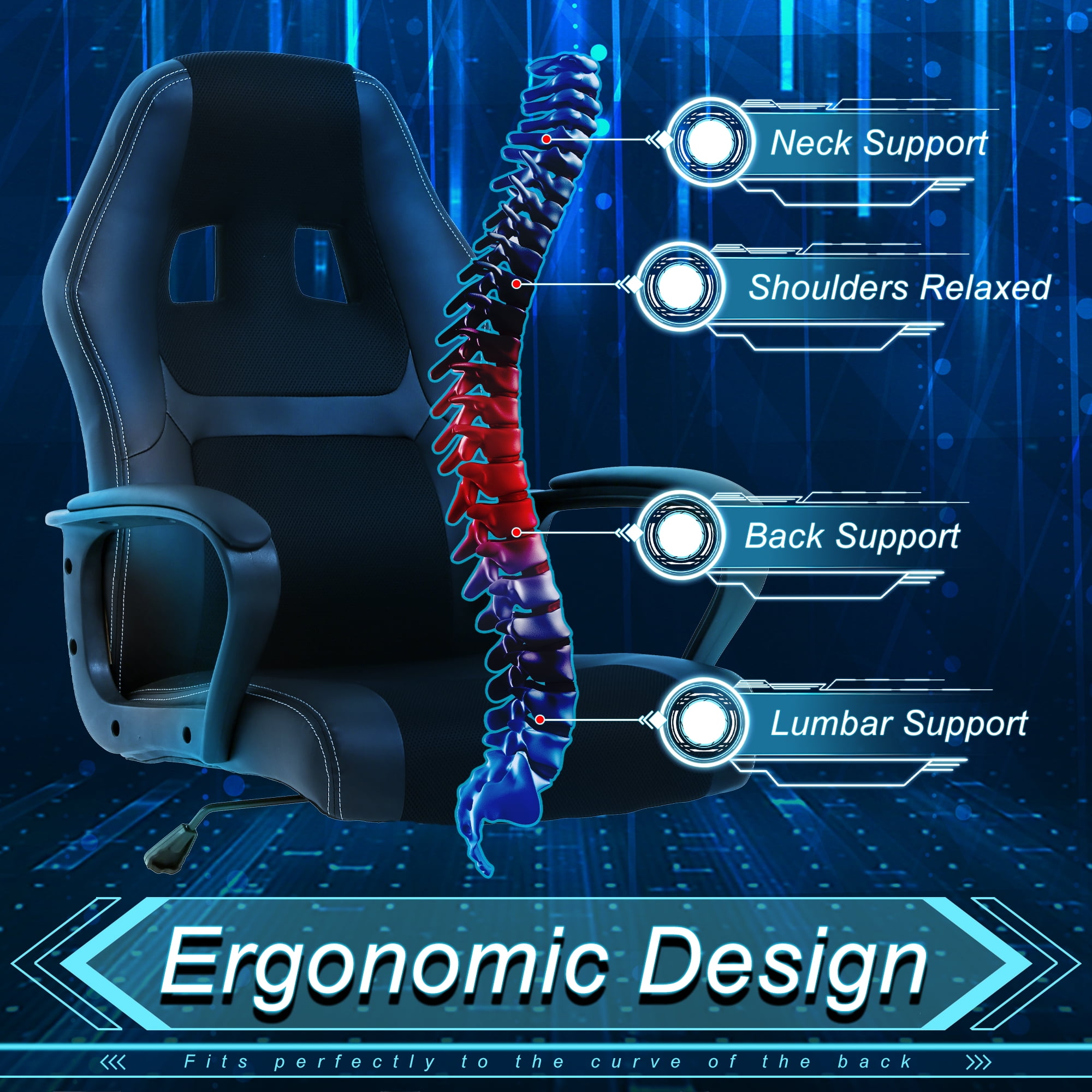 YRLLENSDAN Black Gaming Chairs, Office Gaming Chair Computer Gaming Chair Gaming Office Chair Gaming Desk Chair Computer Chairs for Adults