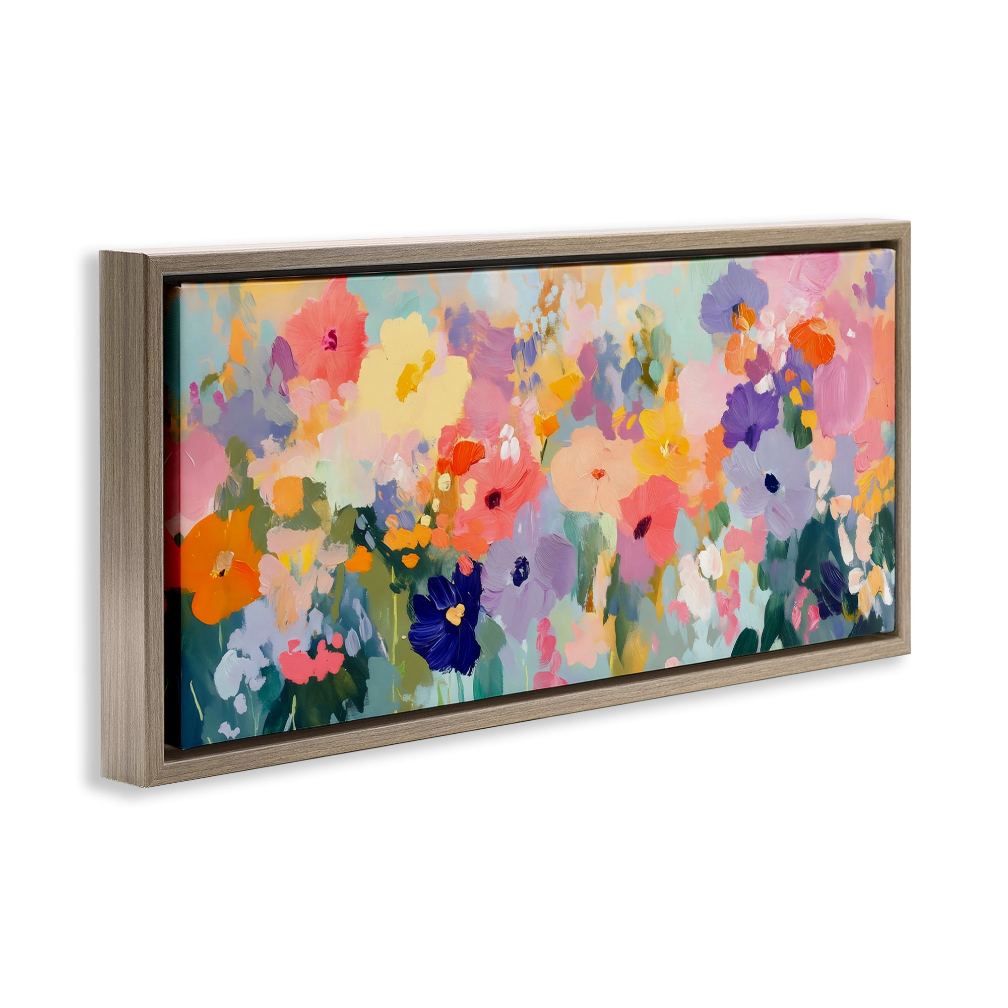 Stupell Industries Colorful Garden Variations Brown Framed Floater Canvas Wall Art, design by Creative Studio