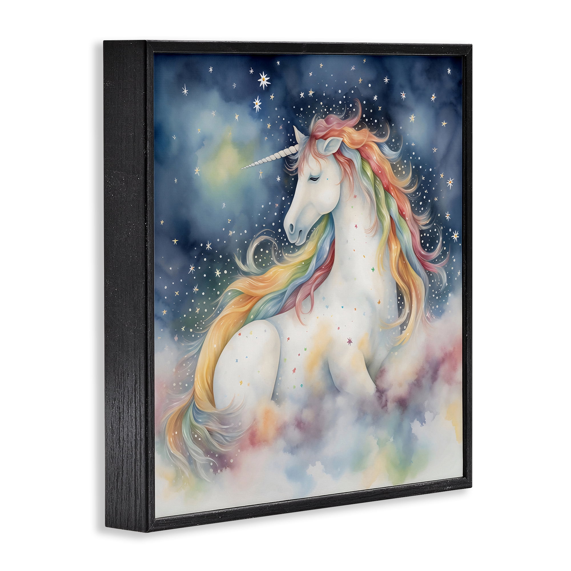 Stupell Industries Unicorn Floating on the Clouds Black Framed Giclee Art, design by Creative Studio