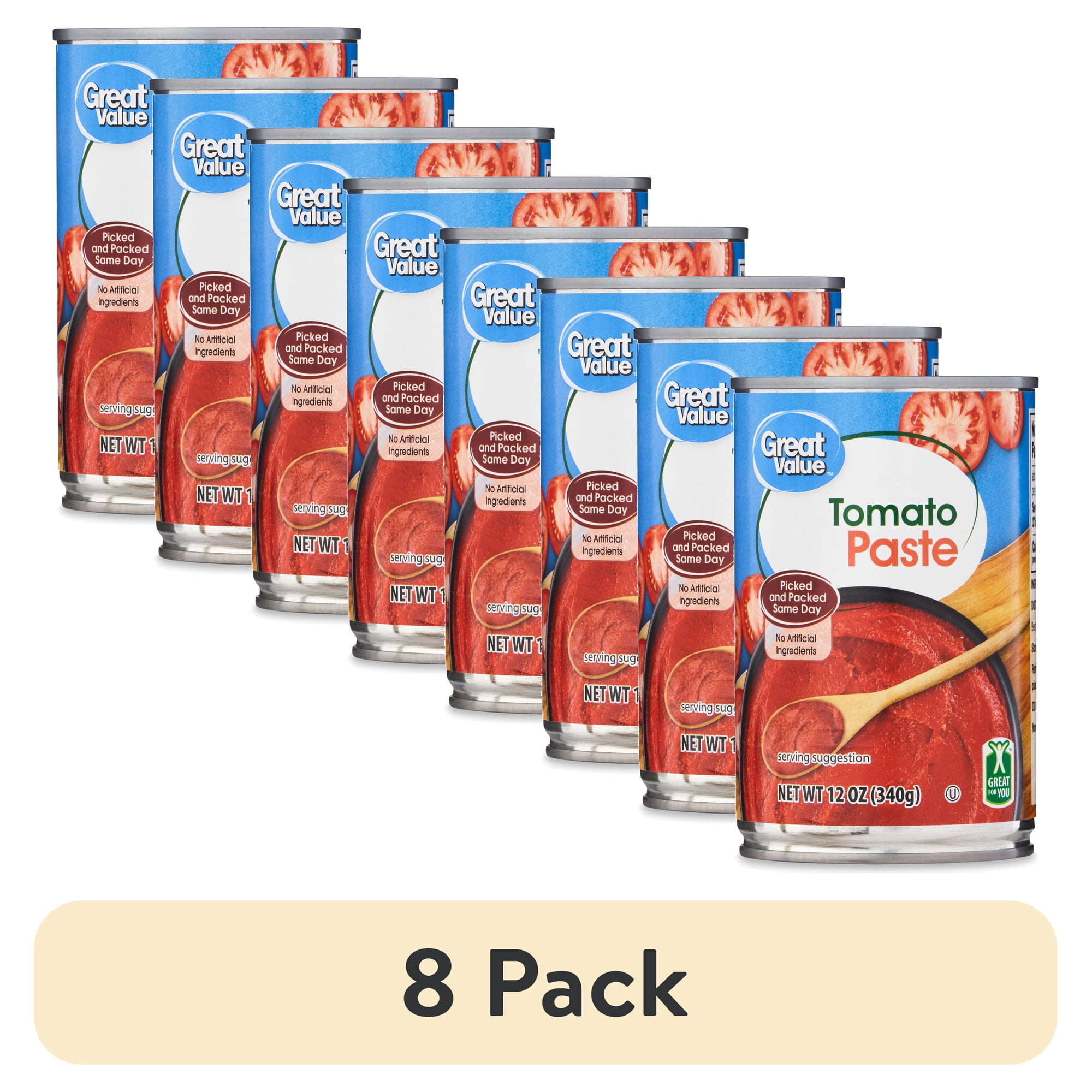 (8 pack) Great Value Tomato Paste, 12 oz