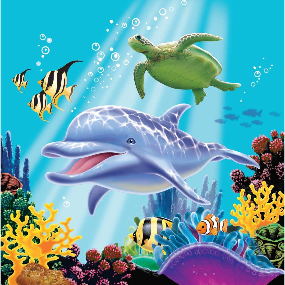 Creative Converting Ocean Party 16 Count 3-Ply Paper Lunch Napkins 463278 