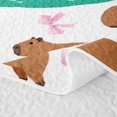thumbnail image 5 of Erosebridal Funny Capybara Quilt King,Cartoon Ribbon Bows King Coverlet Set For Girls Kids,3 Pieces, 5 of 7