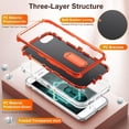 thumbnail image 2 of for iPhone SE Case 2022/2020, iPhone 7/8 Phone Case with Built in Kickstand, Shockproof/Dustproof/Drop Proof Military Grade Protective Cover for iPhone SE/7/8 4.7"(Clear/Orange), 2 of 14