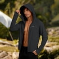 thumbnail image 2 of Stamzod Fishing Shirts for Men Long Sleeve Zip Up Sun Hoodie with Mask And Brim Uv Protection Rash Guard Black L, 2 of 9