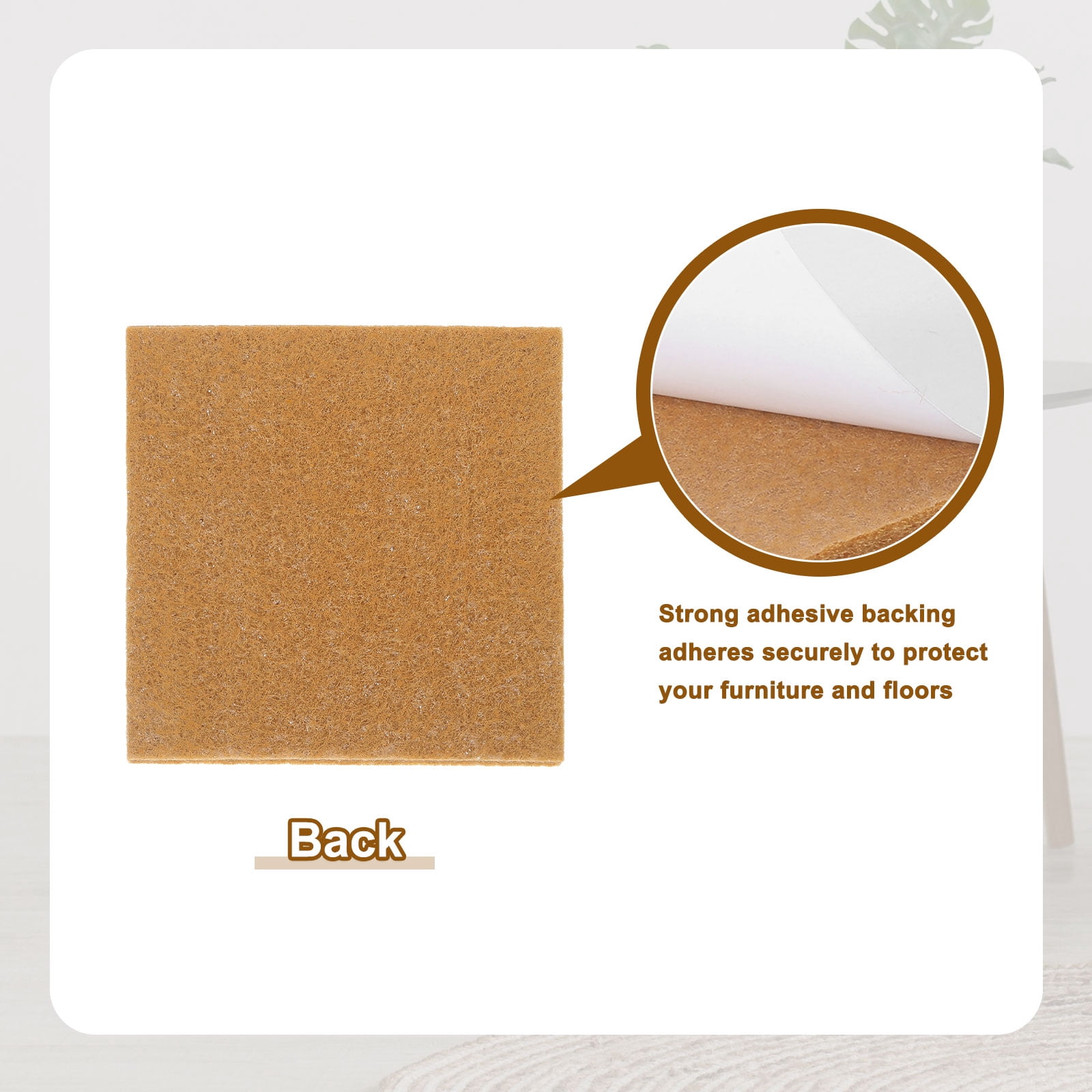 Felt Furniture Pads, 24Pack 5.12" x 5.12" Adhesive Backed Felt Non-slip Anti-scratch Chair Leg Protectors for Protecting Hardwood Floor, Light Brown