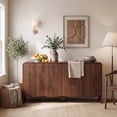 thumbnail image 5 of YDN 58" Fluted Buffet Cabinet with Storage Accent Sideboard,Modern Sideboards & Buffets with Rounded Edges, Wood Sideboard Buffet Cabinet W/Adjustable Shelves for Kitchen Living Room Entryway,Walnut, 5 of 6