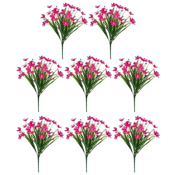 8 Ramos De Narcisos Artificiales Flores De Primavera Para Exterior (Rojos)