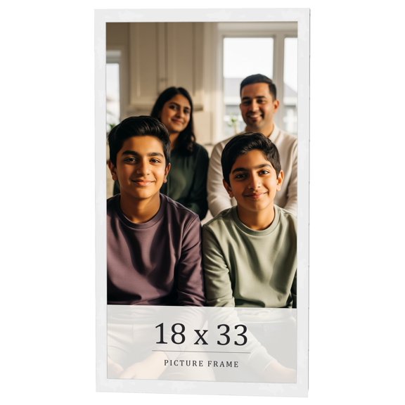 18x33 Frame White Real Wood Picture Frame Width 0.75 inches | Interior Frame Depth 0.5 inches |