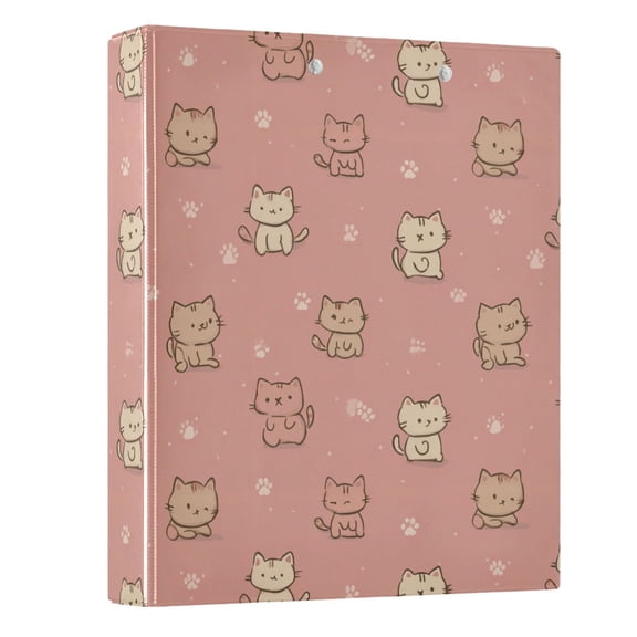 Three Ring Binder Cute Cartoon Cat 1.5 Inch Round Binder D-Rings for Office Supplies and More