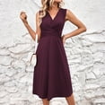thumbnail image 5 of CIENVNSTG Women's Slimming Sleeveless Fit-and-Flare Tummy Control Dress V Neck Wedding Guest Formal Dresses Summer Outfits 2026 Purple M, 5 of 6