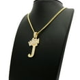 thumbnail image 3 of Stone Stud Allover Tilted Crown Initial J Pendant w/ 3mm 24" Cuban Chain Necklace, Gold-Tone, 3 of 4