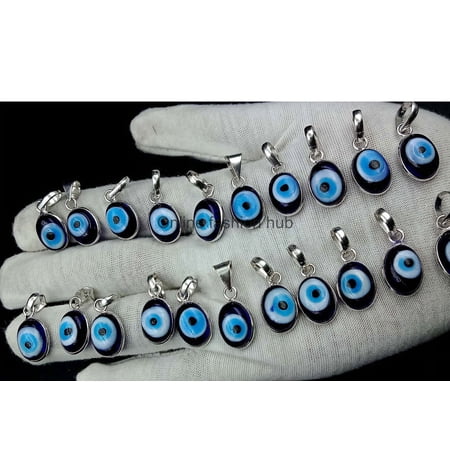 Evil Eye Gemstone 925 Sterling Silver Plated Handmade Pendant 5 pcs
