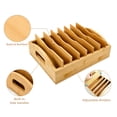 thumbnail image 4 of FOUKUS Container Lid Organizer: Bamboo Kitchen Storage Organizer with Adjustable Dividers for Plastic Lid Organizer, Food Container Lid Organizer for Cabinet, Drawer, Pantry & Countertop Organization, 4 of 6