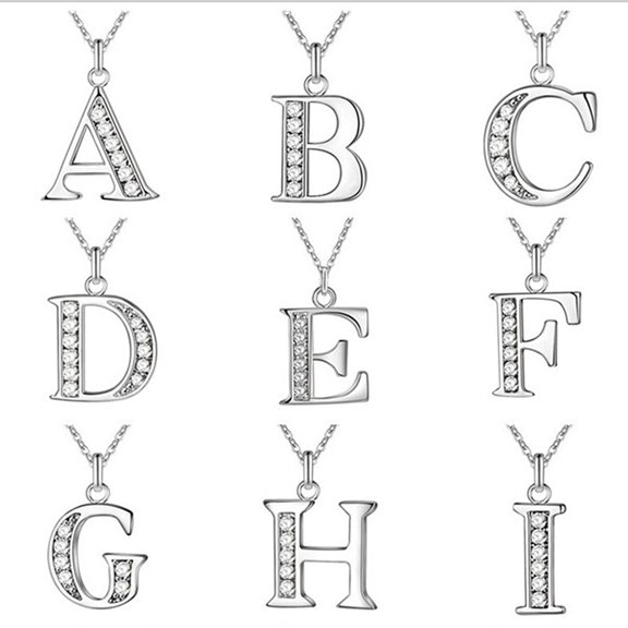 Dress Choice Monogram Necklace A-Z 26 Letters Pendants Alloy Capital Initial Necklaces for Unisex