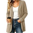 thumbnail image 3 of Vivianyo HD Women's Corduroy Open Front Cardigan with Pockets, Long Sleeve Curved Hem Sweater Jacket, Fall Outerwear for Office Layering and Weekend Plans, Size S-XL, 3 of 8