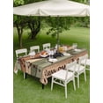 thumbnail image 5 of 60x120 Inch Outdoor Tablecloth with Umbrella Hole Zipper Rectangle Texas Star Vintage Rectangular Tablecloths Outside Waterproof Berry Sage Green Brown Wooden Patio Table Cloth Cover for Picnic Party, 5 of 8