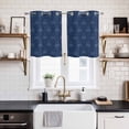 thumbnail image 2 of 2 Panels Kitchen Tier Curtains 39 Inch Length, Tropical Palm Trees Grommets Window Treatment Curtain, Summer Coconut Trees Plants Navy Blue Thermal Curtains Drapes for Living Room/Bathroom, 2 of 9