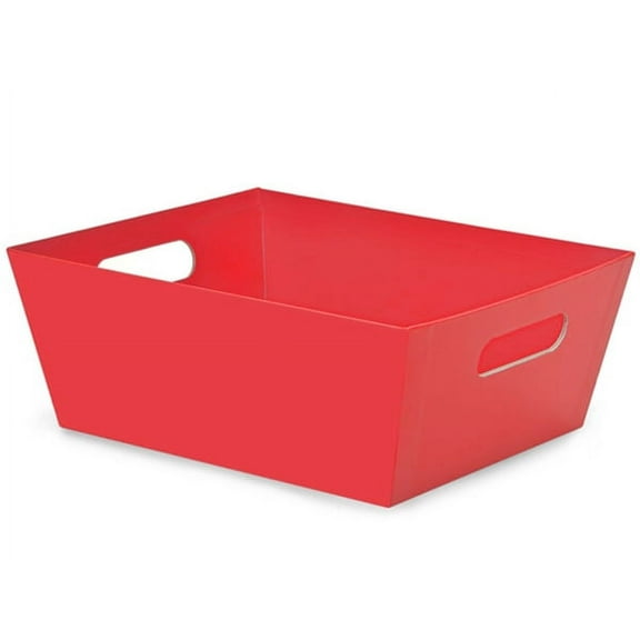 Pack of 6, Red Large Wide Base Market Tray 7.25" x 9.25" x 3.5" Made From Heavy Paperboard Stock & Work for Gourmet Gift Baskets, Food Baskets or Even As Home Decor Decorative Accessory