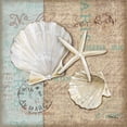 thumbnail image 3 of Gango Home Decor Traditional Coastal Seashell Wall Art; Four Blue 12x12in Art Prints in Brown Frames, 3 of 8