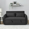 thumbnail image 7 of 3 in 1 Convertible Sleeper Sofa Bed, 55" Modern Convertible Sofa Bed with 2 Detachable Arm Pockets,Velvet Pull Out Couch with Pull Out Bed for Living Room Furniture,Black, 7 of 7