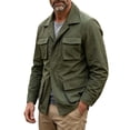 thumbnail image 2 of Utility Jacket Men Lapel Collar Button Multi Pockets Single Breasted Vintage Cargo Coat Spring Fall Casual Outdoor Outerwear, 2 of 8