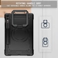 thumbnail image 5 of Kids Durable Handle Tablet Case for Samsung Galaxy Tab S9 Plus 12.4" 2023 SM-X810, Silicone PC Heavy Duty Protection [360 Rotating Ring Stand/Adjustable Shoulder Strap] for Tab S9 FE+, Black, 5 of 8