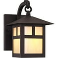 thumbnail image 2 of 5.5 inch 1 Light Bronze Outdoor Wall Lantern Pendant Lighting Fixture with Iridescent Tiffany Glass Shade backed with Hand Crafted Solid Brass material for patio, front porch, entryway and more, 2 of 6