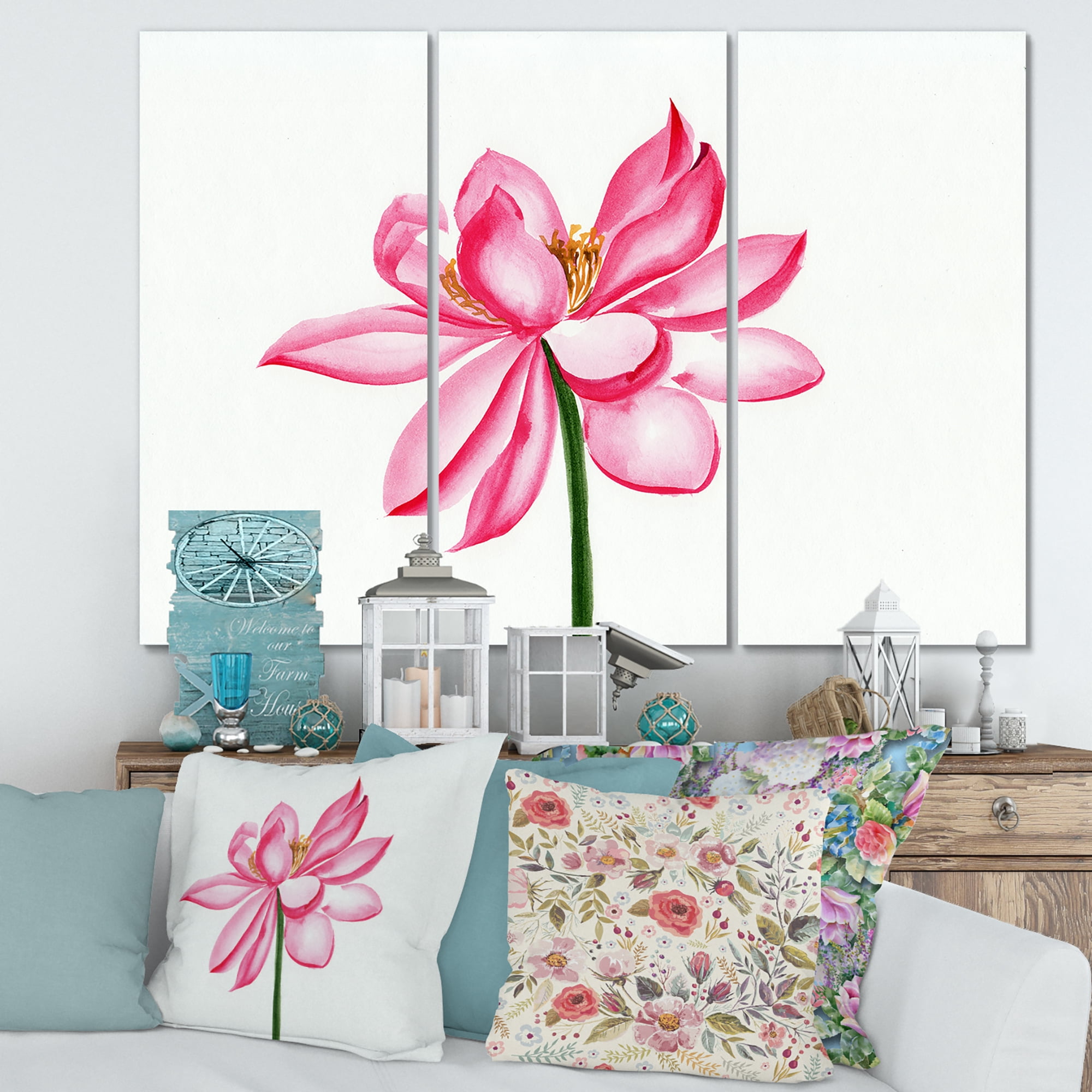Designart ' Ancient Detail of A Pink Lotus ' Traditional Canvas Wall Art Print