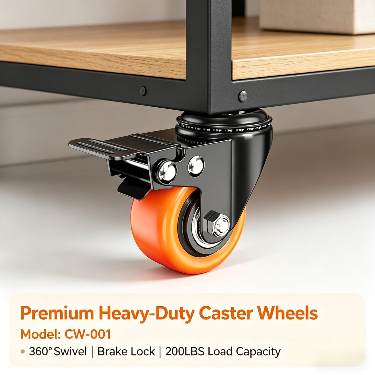General Set of 4 Heavy-Duty Industrial Stem Caster Wheels with Locking Brake, 1.5/2/2.5" Wide Base for Furniture Carts Workbenches Equipment Replacement, Durable Rolling Casters