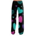 thumbnail image 4 of Hearthz Valentines Day Pajama Pants Women Love Heart Print Pajama Pants Women Soft Drawstring Wide Leg Lounge Pants for Women, 4 of 6