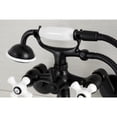 thumbnail image 3 of Kingston Brass KS226PXMB Kingston Three-Handle 2-Hole Wall Mount Clawfoot Tub Faucet with Hand Shower in Matte Black, 3 of 7