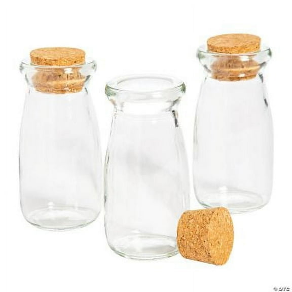 Mini Corked Glass Milk Bottle Favor Containers, Party & Gift, Home Decor, 6 Pcs