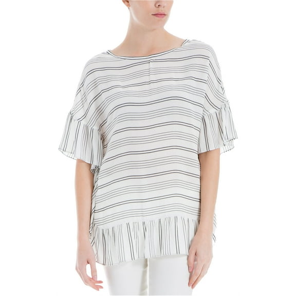 Max Studio London Womens Striped Oversized Knit Blouse, White, Medium