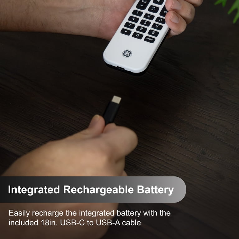 GE Universal Remote Control, 4 Device, Backlit, Rechargeable
